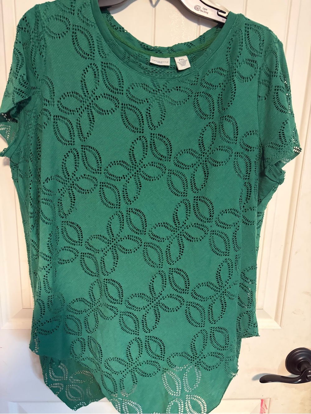 Westbound Teal Eyelet Short Sleeve Tunic